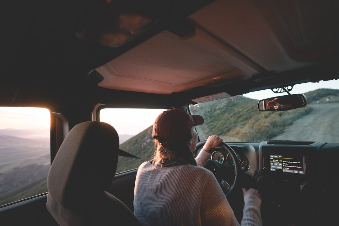 woman test driving car